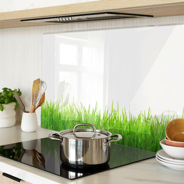 Tagliere in vetro con motivo erboso verde