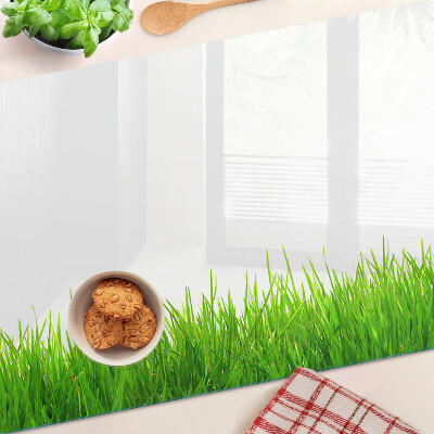 Tagliere in vetro con motivo erboso verde