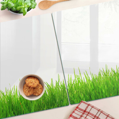Tagliere in vetro con motivo erboso verde