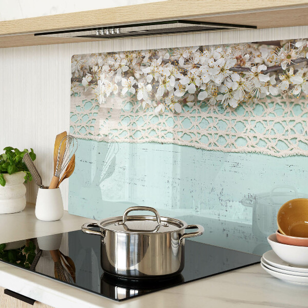 Tagliere in vetro temperato con motivo floreale e bordo a merletto