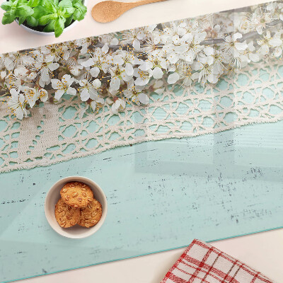 Tagliere in vetro temperato con motivo floreale e bordo a merletto