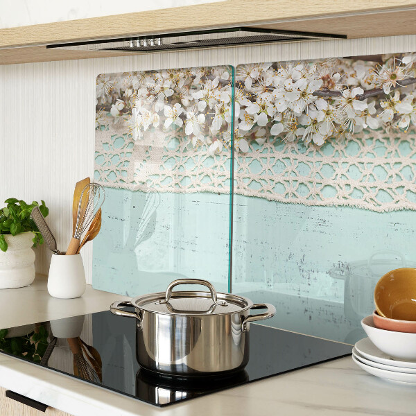 Tagliere in vetro temperato con motivo floreale e bordo a merletto