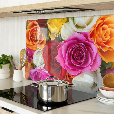 Tagliere in vetro temperato con motivo di fiori di rose in colori assortiti