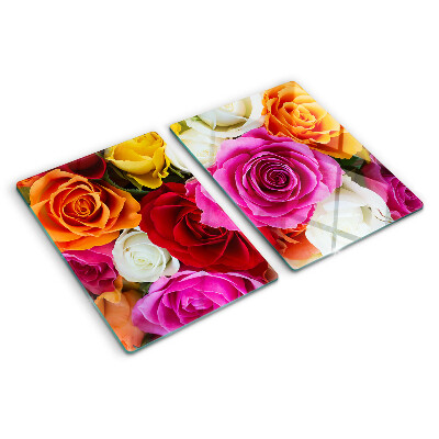 Tagliere in vetro temperato con motivo di fiori di rose in colori assortiti