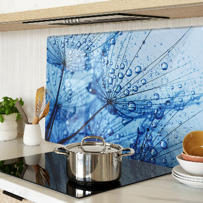 Tagliere in vetro temperato con motivo di fiori e gocce d'acqua