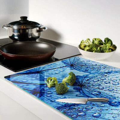 Tagliere in vetro temperato con motivo di fiori e gocce d'acqua