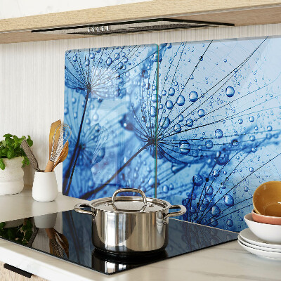 Tagliere in vetro temperato con motivo di fiori e gocce d'acqua