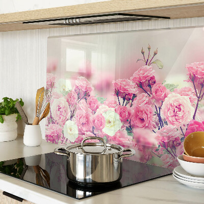 Tagliere in vetro con motivo floreale rosa