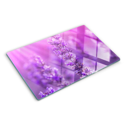 Tagliere in vetro temperato Fiori di lavanda su sfondo porpora