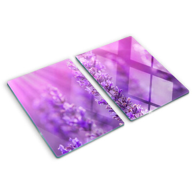 Tagliere in vetro temperato Fiori di lavanda su sfondo porpora
