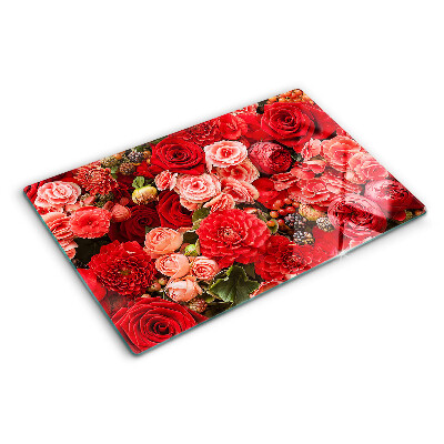 Tagliere in vetro con motivo floreale a rose