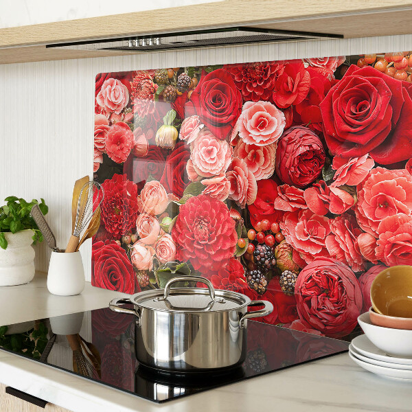 Tagliere in vetro con motivo floreale a rose