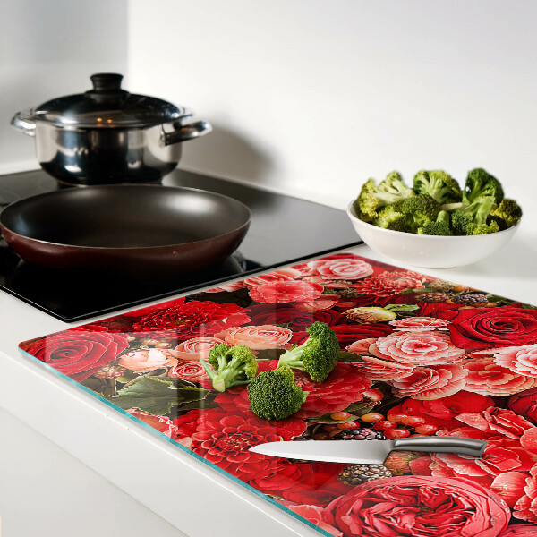 Tagliere in vetro con motivo floreale a rose