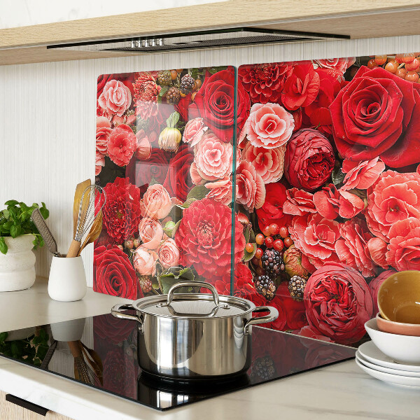 Tagliere in vetro con motivo floreale a rose