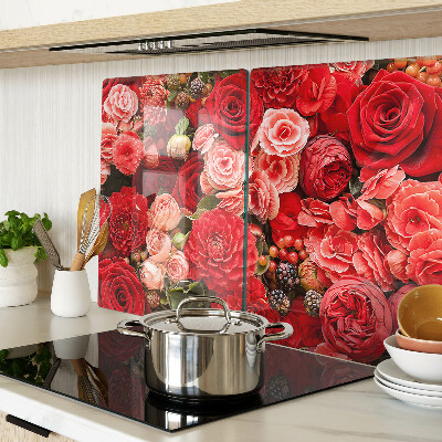 Tagliere in vetro con motivo floreale a rose