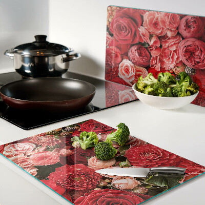 Tagliere in vetro con motivo floreale a rose