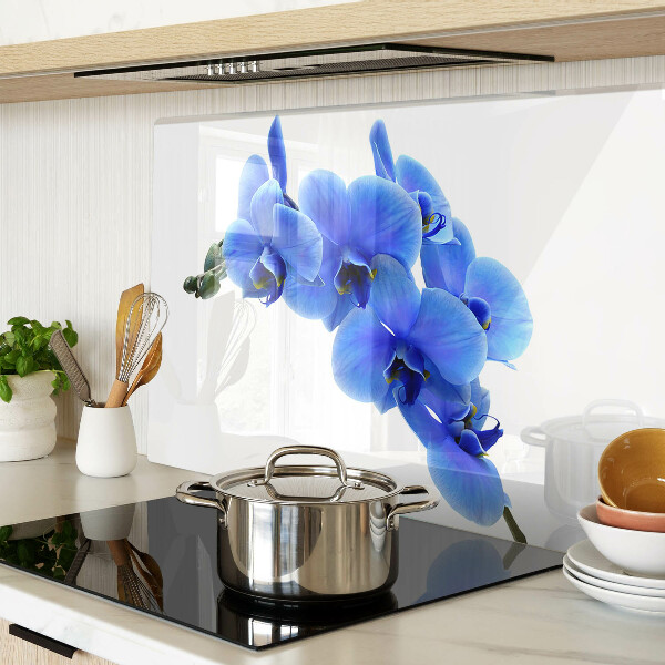Tagliere in vetro con motivo di orchidee blu