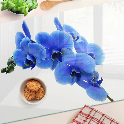 Tagliere in vetro con motivo di orchidee blu