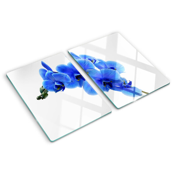 Tagliere in vetro con motivo di orchidee blu