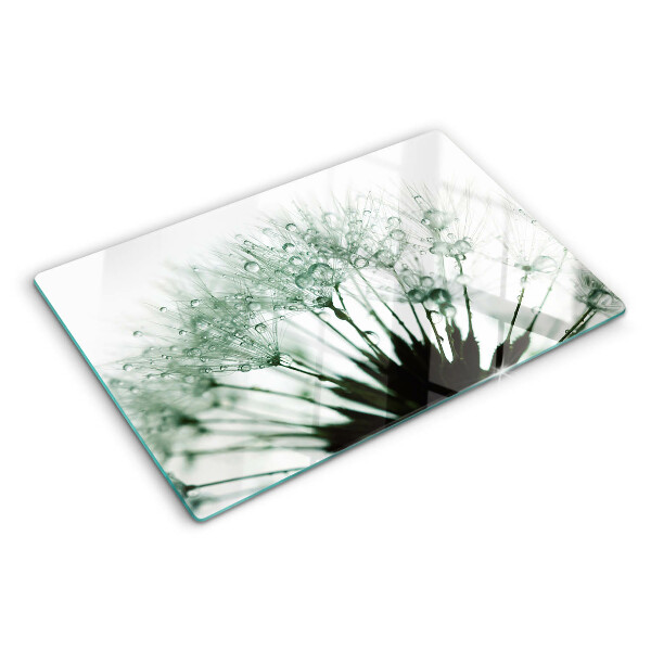 Tagliere in vetro temperato con decorazione a soffione e gocce d'acqua