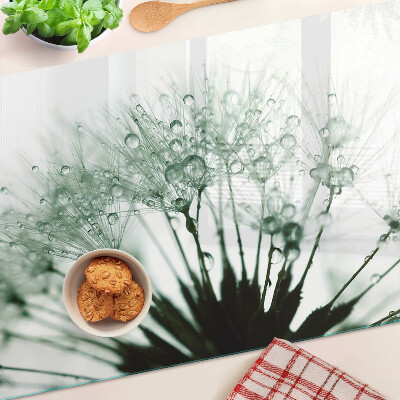 Tagliere in vetro temperato con decorazione a soffione e gocce d'acqua