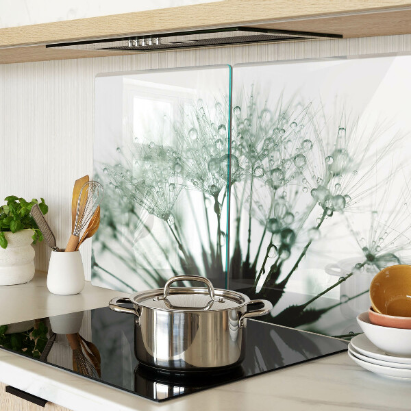 Tagliere in vetro temperato con decorazione a soffione e gocce d'acqua