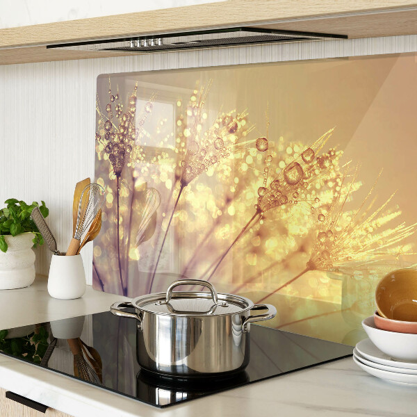 Tagliere in vetro temperato con motivo di fiori e gocce d'acqua