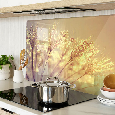 Tagliere in vetro temperato con motivo di fiori e gocce d'acqua