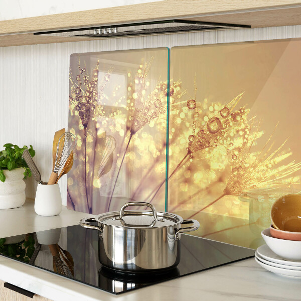 Tagliere in vetro temperato con motivo di fiori e gocce d'acqua