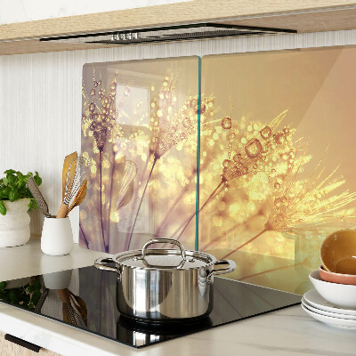 Tagliere in vetro temperato con motivo di fiori e gocce d'acqua