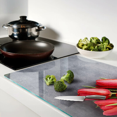 Tagliere in vetro temperato con motivo di tulipani su sfondo grigio