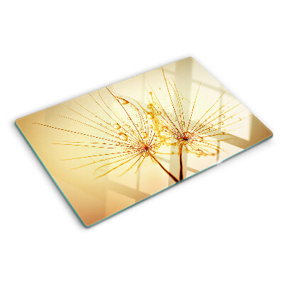 Tagliere in vetro temperato con motivo di fiori e gocce d'acqua