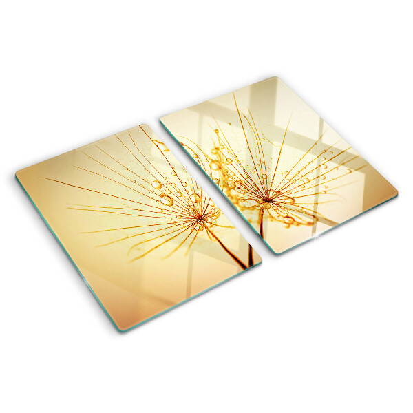 Tagliere in vetro temperato con motivo di fiori e gocce d'acqua