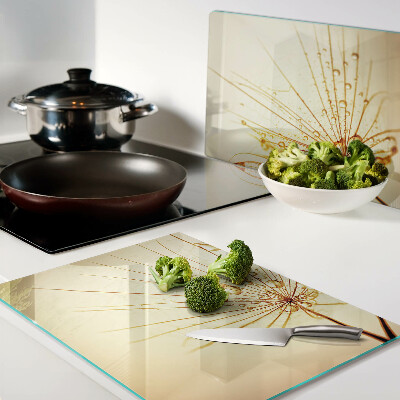 Tagliere in vetro temperato con motivo di fiori e gocce d'acqua