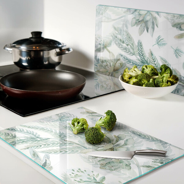 Tagliere in vetro temperato Piante succulente e foglie