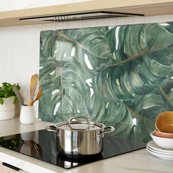 Tagliere in vetro temperato con motivo Foglie di monstera