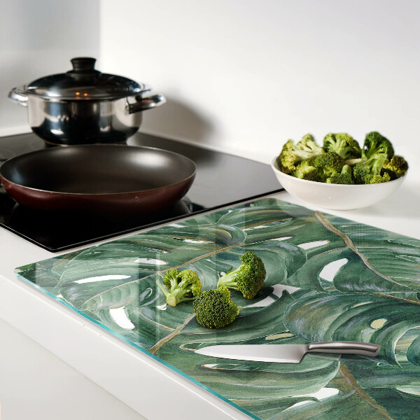 Tagliere in vetro temperato con motivo Foglie di monstera