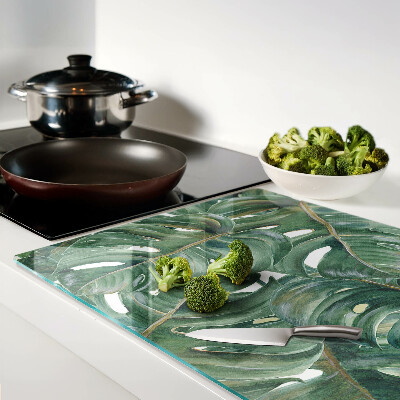 Tagliere in vetro temperato con motivo Foglie di monstera