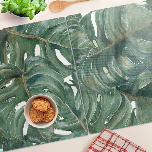Tagliere in vetro temperato con motivo Foglie di monstera