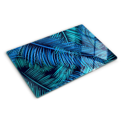 Tagliere in vetro temperato Foglie di palma nei toni del blu