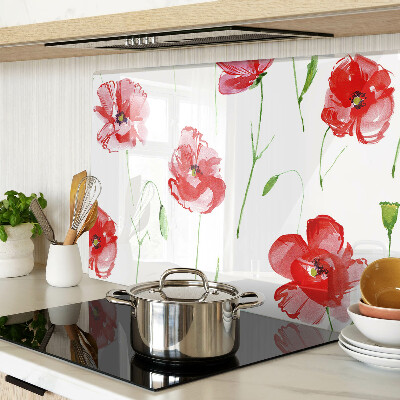 Tagliere in vetro temperato con motivo papavero e fiori