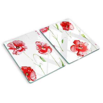 Tagliere in vetro temperato con motivo papavero e fiori