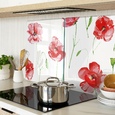 Tagliere in vetro temperato con motivo papavero e fiori