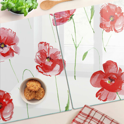 Tagliere in vetro temperato con motivo papavero e fiori