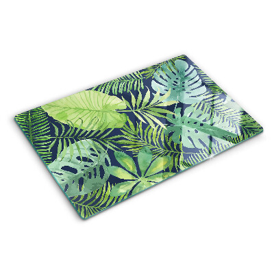 Tagliere in vetro temperato con motivo di vegetazione tropicale