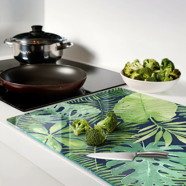 Tagliere in vetro temperato con motivo di vegetazione tropicale