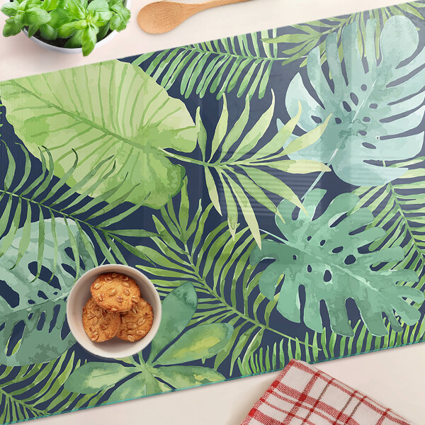 Tagliere in vetro temperato con motivo di vegetazione tropicale