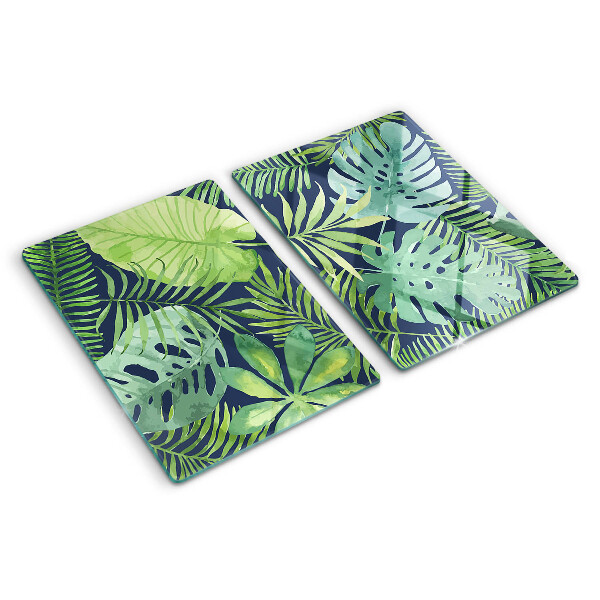 Tagliere in vetro temperato con motivo di vegetazione tropicale