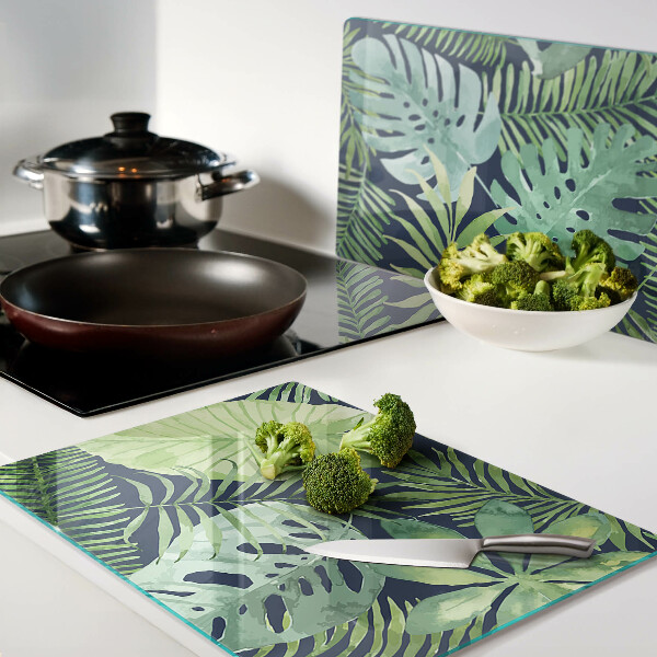 Tagliere in vetro temperato con motivo di vegetazione tropicale