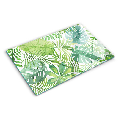 Tagliere in vetro temperato con motivo vegetale a foglie